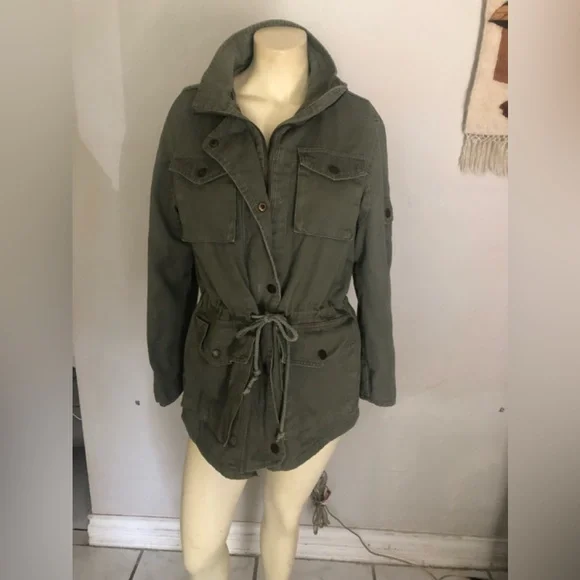 Cielo Jeans Ladies Army Green Field Drawstring Jacket Size Large - Picture 12 of 12